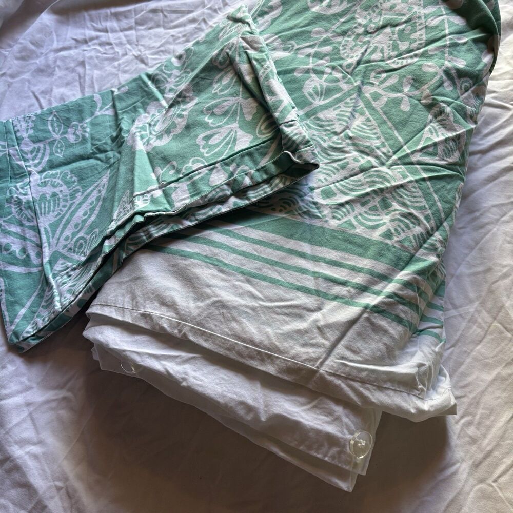 Pottery Barn Full-Queen Duvet Cover Teal w/ 1 Pillow Sham PBTeen Floral Filigree
